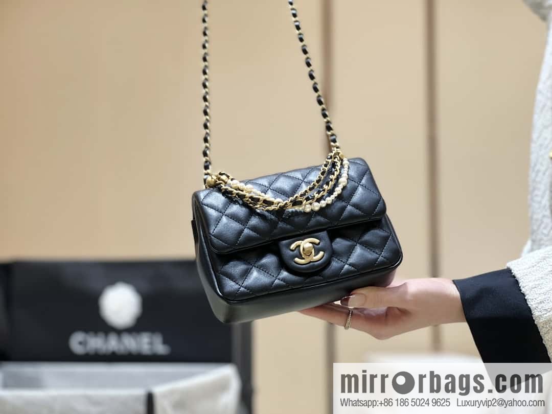 CHANEL 24P Spring and Summer Preview Series Limited Edition Pearl Square Fatty AS4385 black