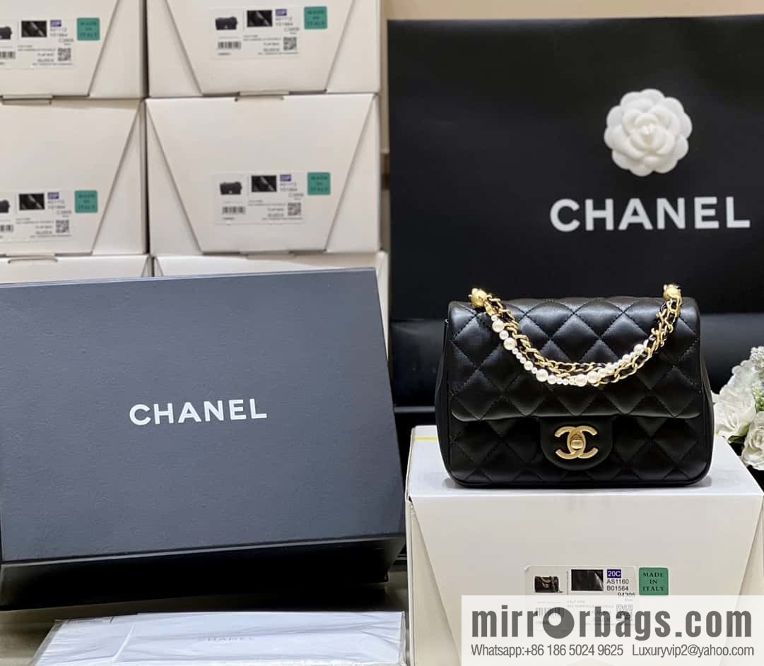CHANEL 24P Spring and Summer Preview Series Limited Edition Pearl Square Fatty AS4385 black