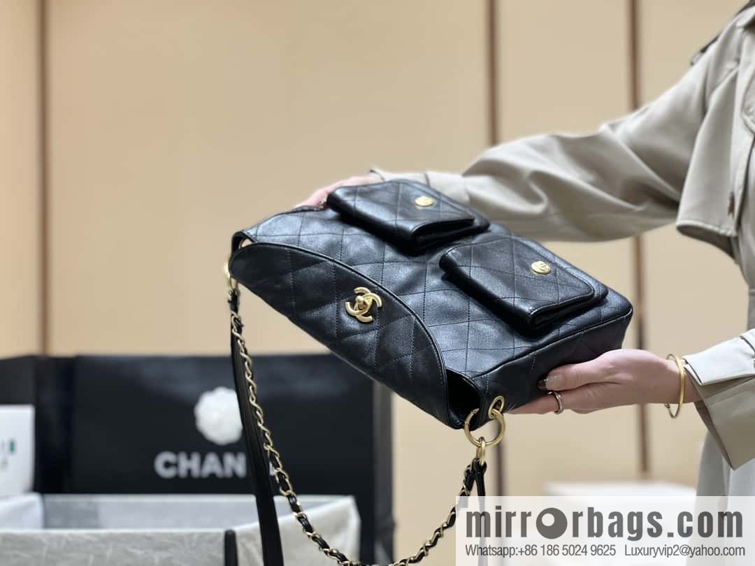 CHANEL 24P spring and summer trailer series big hit hobo Vintage bag AS4668 black