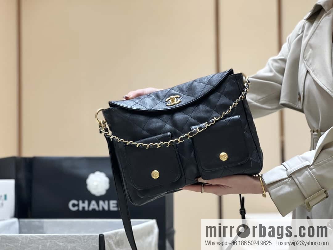 CHANEL 24P spring and summer trailer series big hit hobo Vintage bag AS4668 black