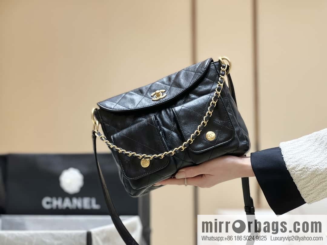 CHANEL 24P spring and summer trailer series big hit hobo Vintage bag AS4743 black
