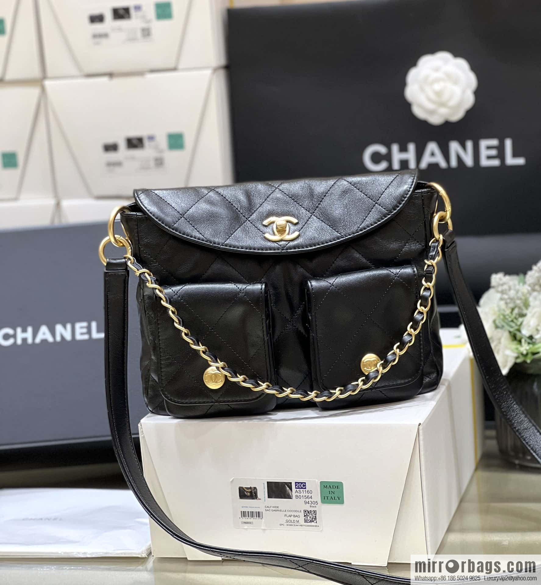 CHANEL 24P spring and summer trailer series big hit hobo Vintage bag AS4743 black