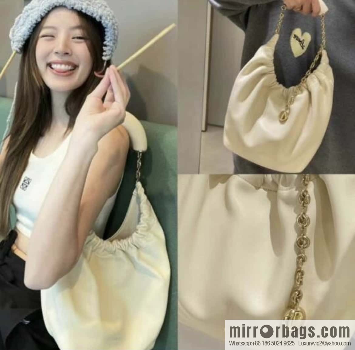 LOEWE Squeezed Underarm Bag 0701 White 29.5CM