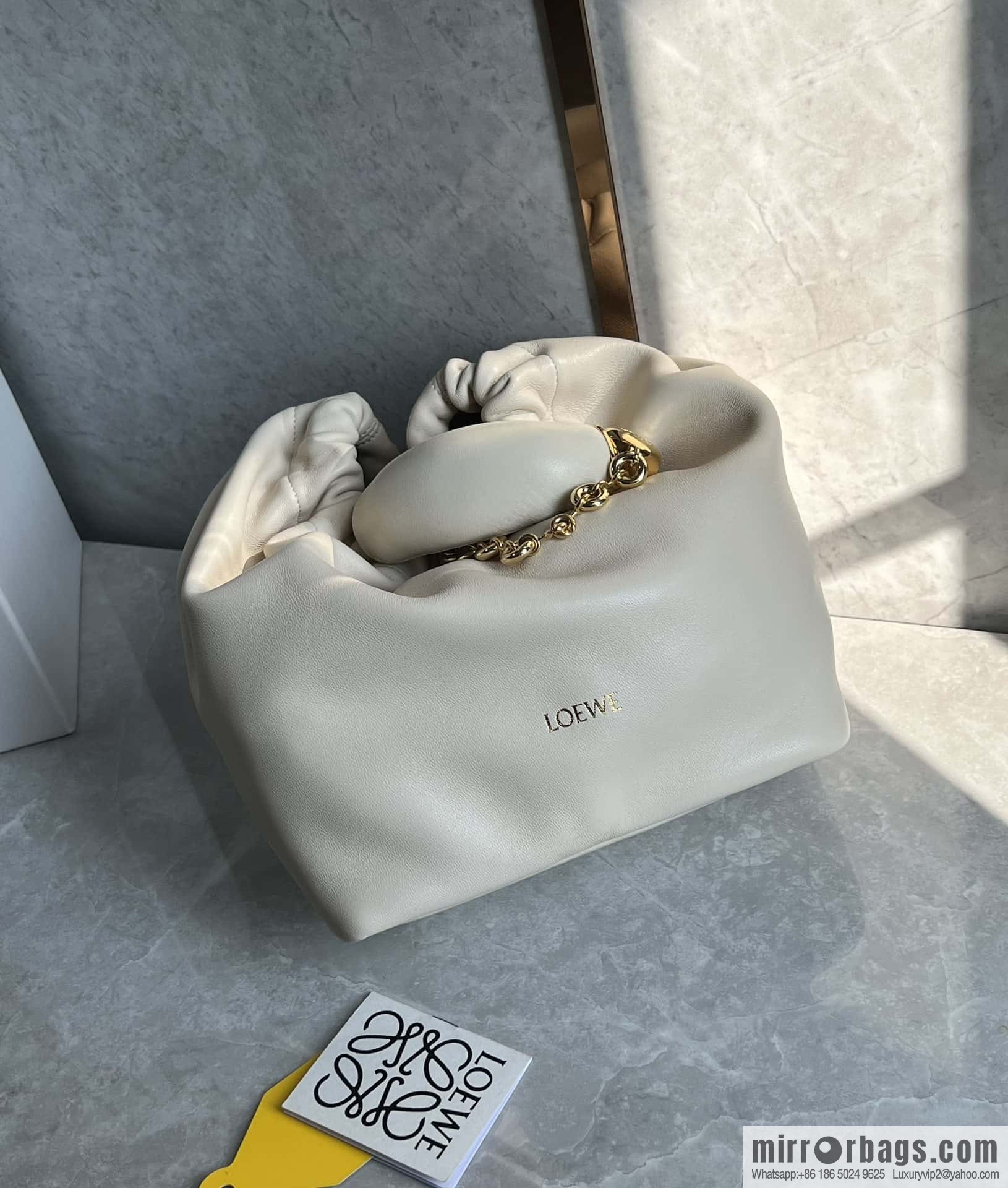 LOEWE Squeezed Underarm Bag 0701 White 29.5CM