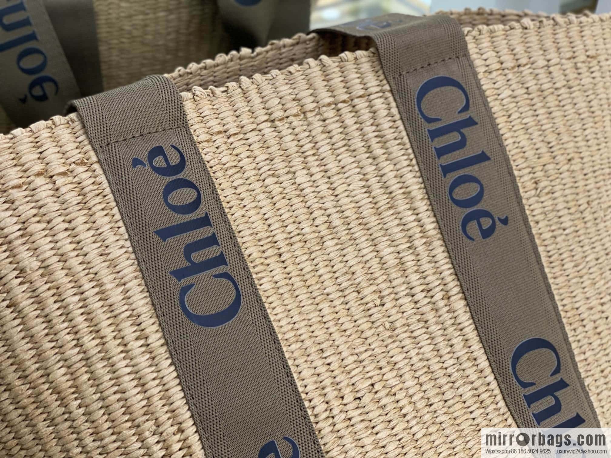 Chloe Large Woody Basket Bag 6865 Large Single Green 48CM