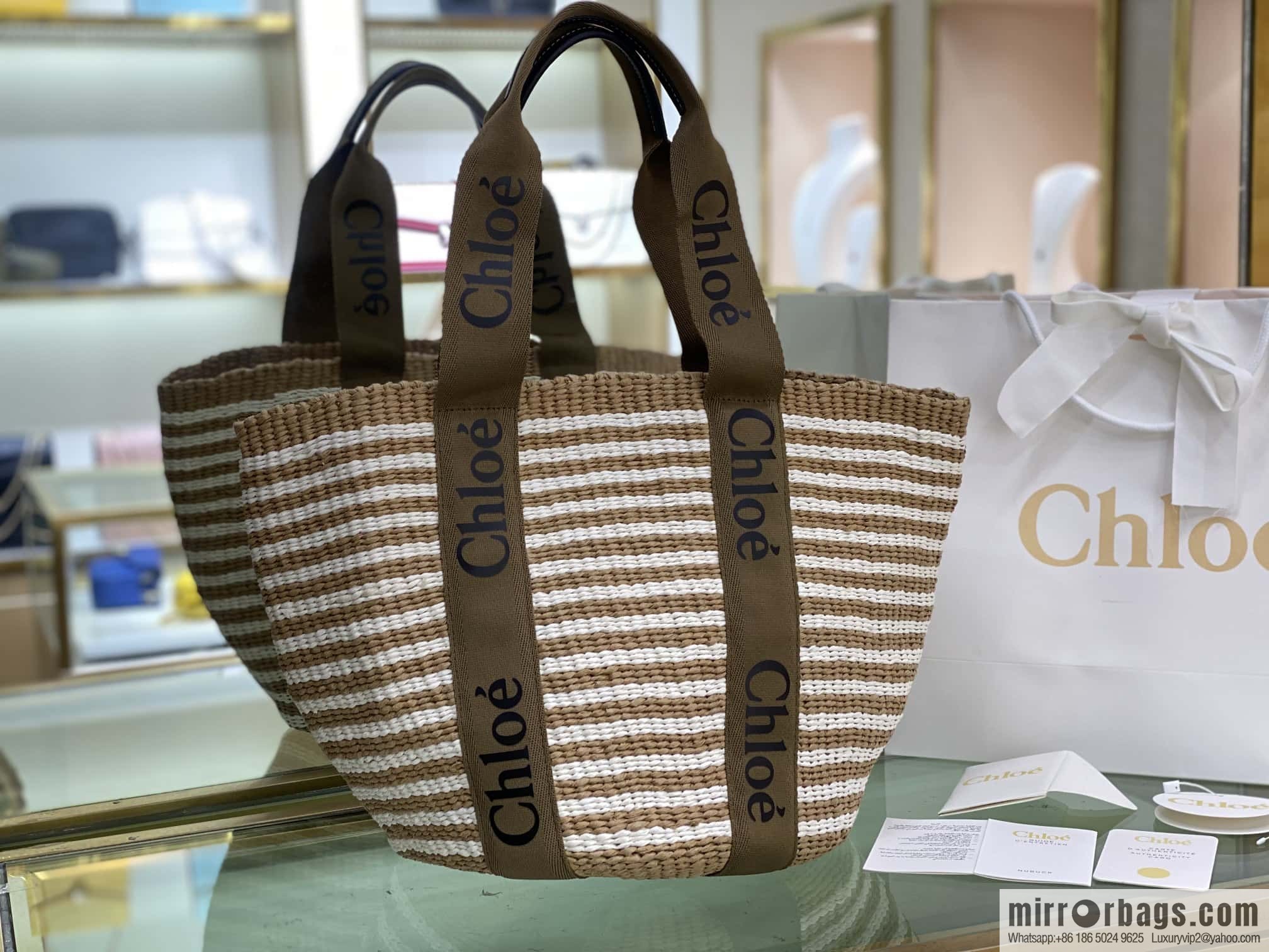 Chloe Large Woody Basket Bag 6865 Large Double Green 48CM