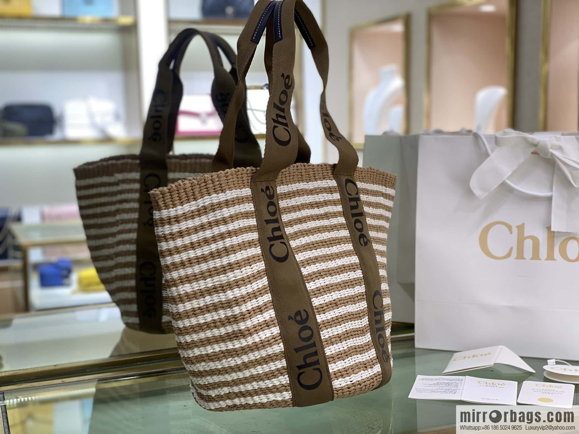 Chloe Large Woody Basket Bag 6865 Large Double Green 48CM