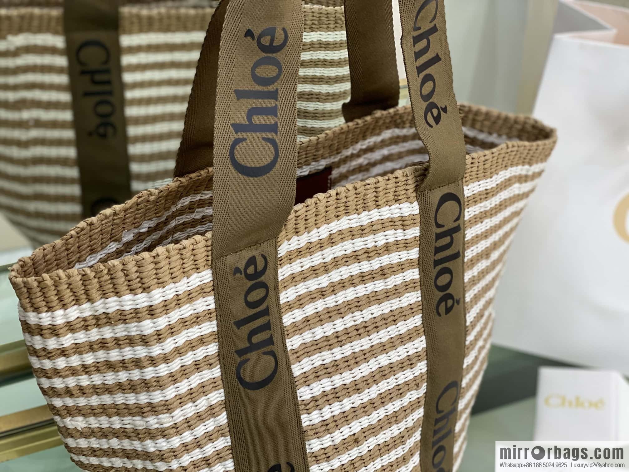 Chloe Large Woody Basket Bag 6865 Large Double Green 48CM