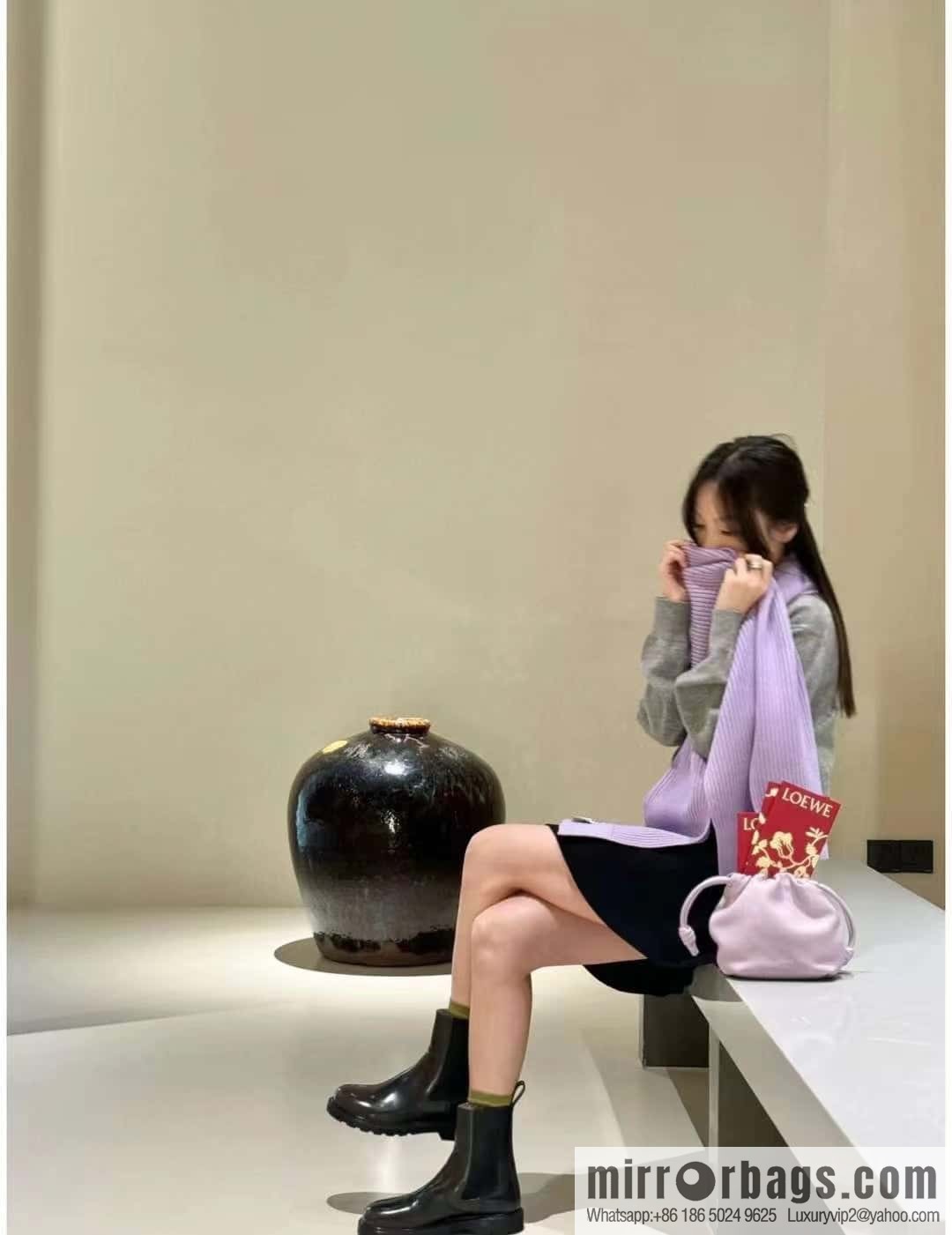 LOEWE new small purse lucky bag 0805 smoked clothes purple 23CM