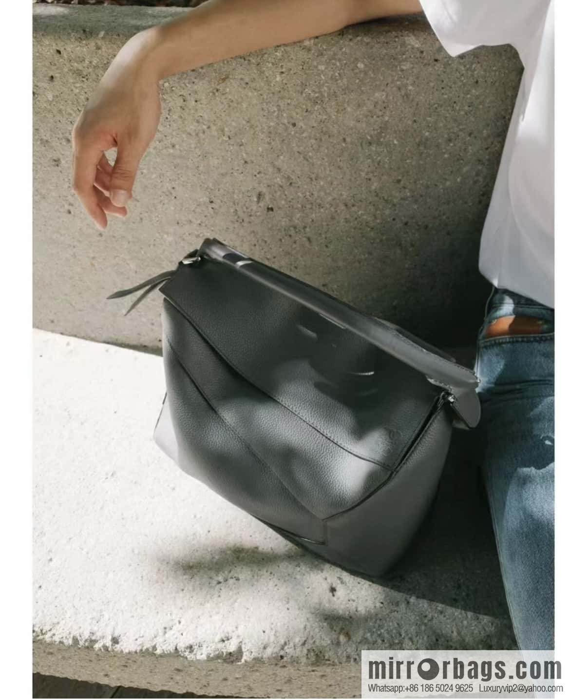 LOEWE latest model, premium gray Puzzle bag geometric bag 0532 large 36.5CM
