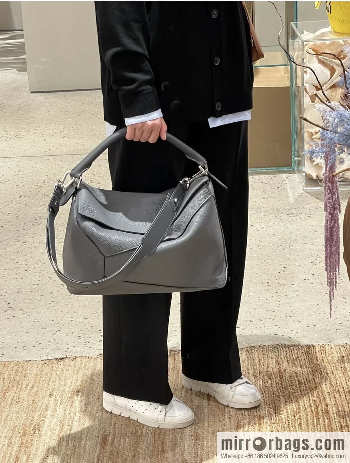 LOEWE latest model, premium gray Puzzle bag geometric bag 0532 large 36.5CM