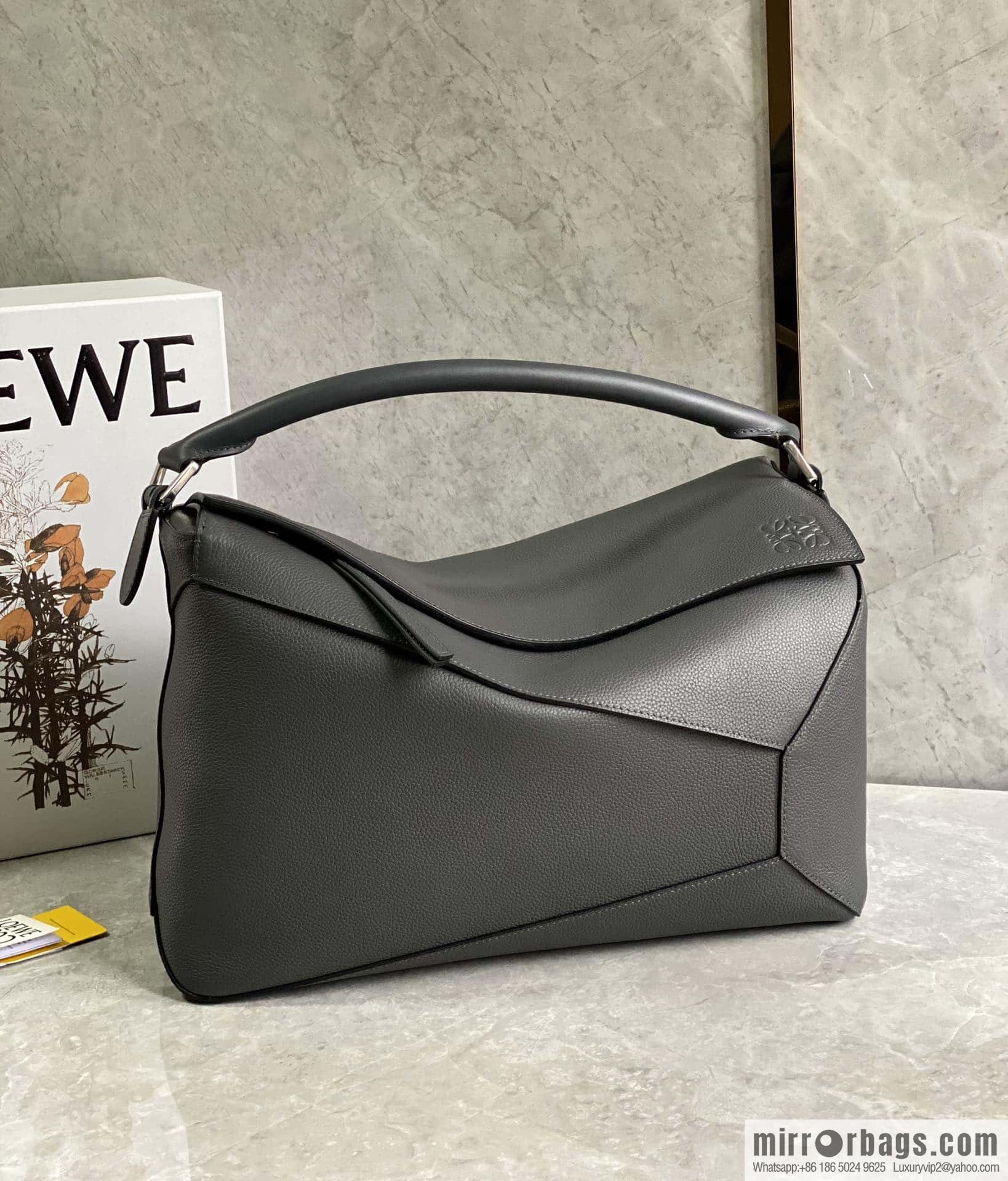 LOEWE latest model, premium gray Puzzle bag geometric bag 0532 large 36.5CM
