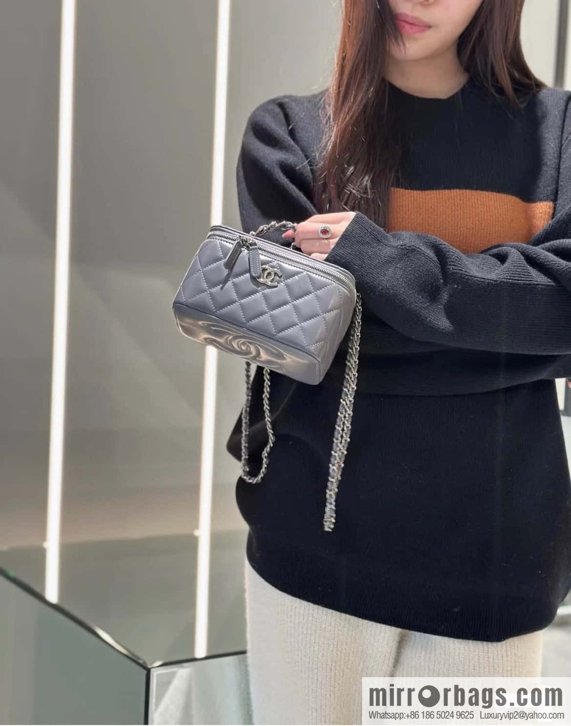 ๐๐๐๐ก๐๐ ๐ฎ๐ฏ๐ธ Rhinestone handle long box, dark grey ๐ AP3593