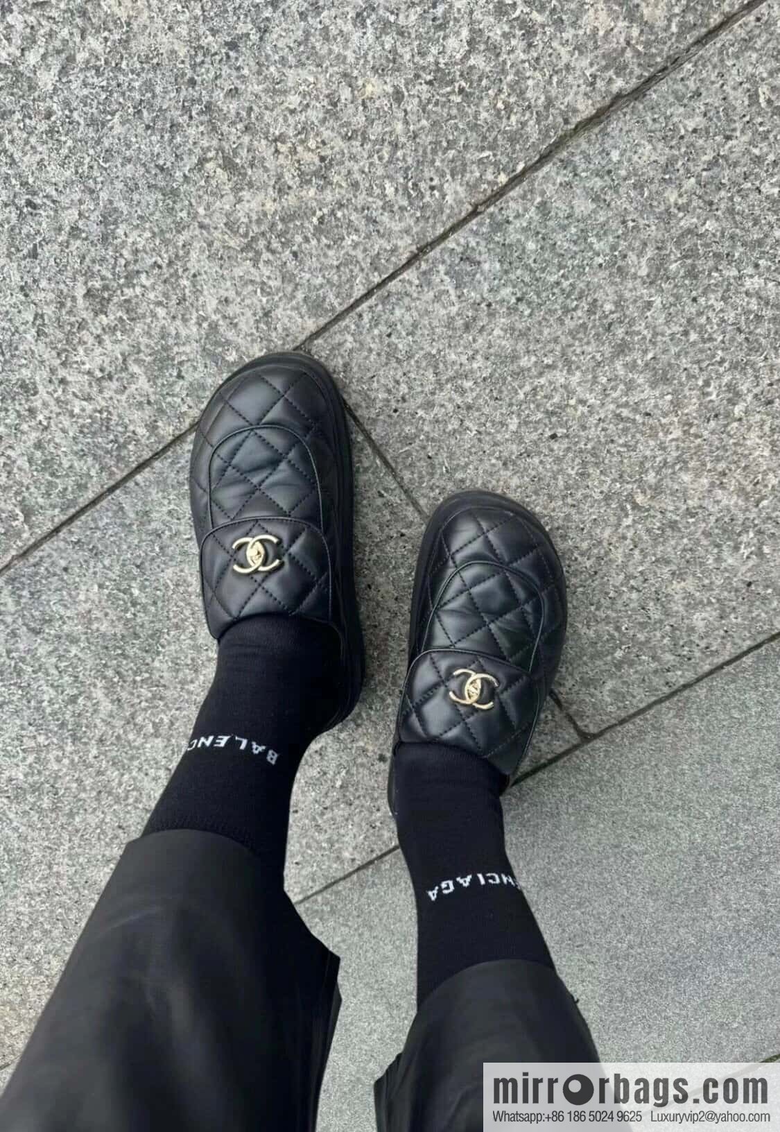 CHANEL Xiaoxiang rhombus metal buckle platform loafers