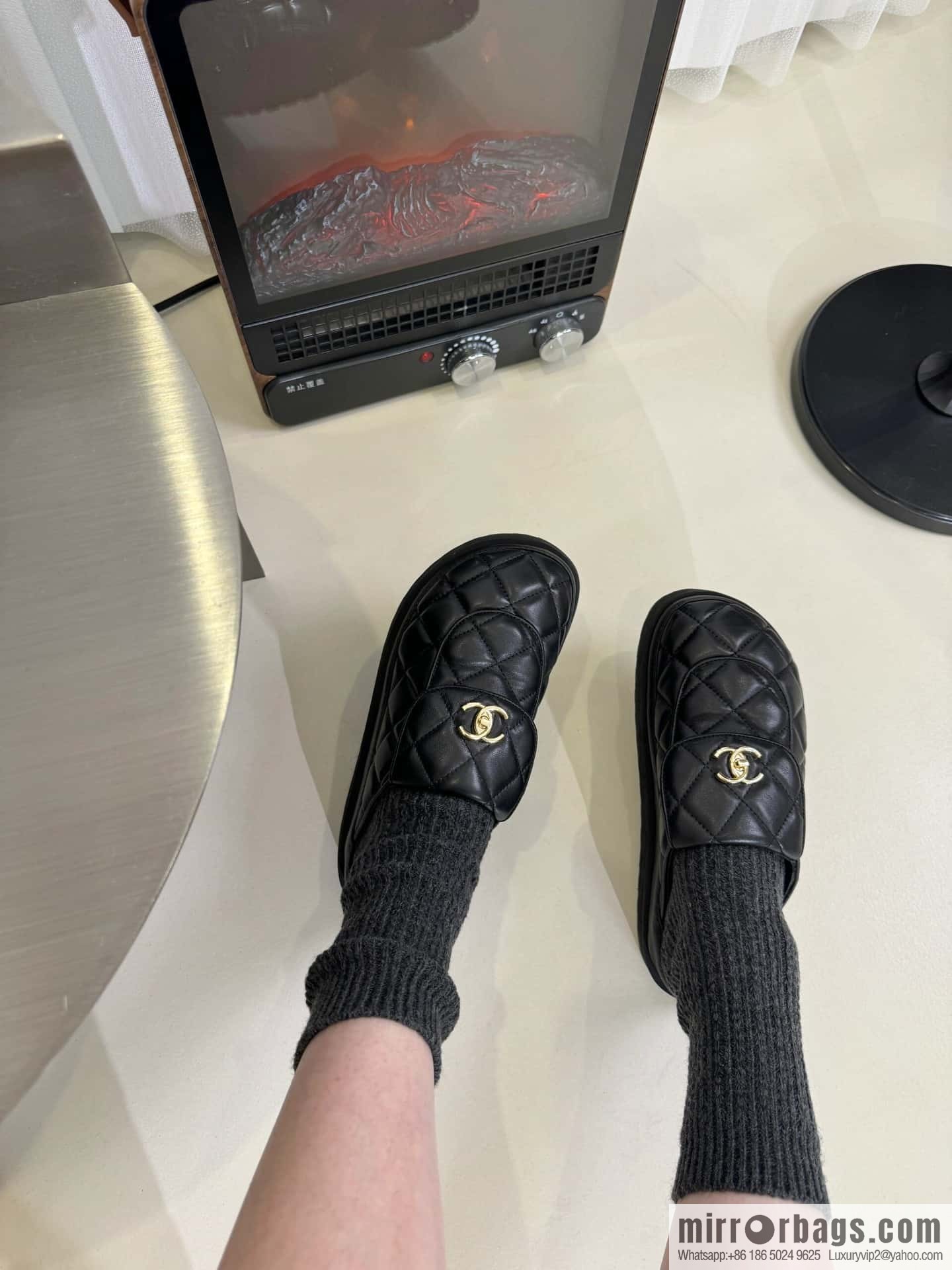 CHANEL Xiaoxiang rhombus metal buckle platform loafers