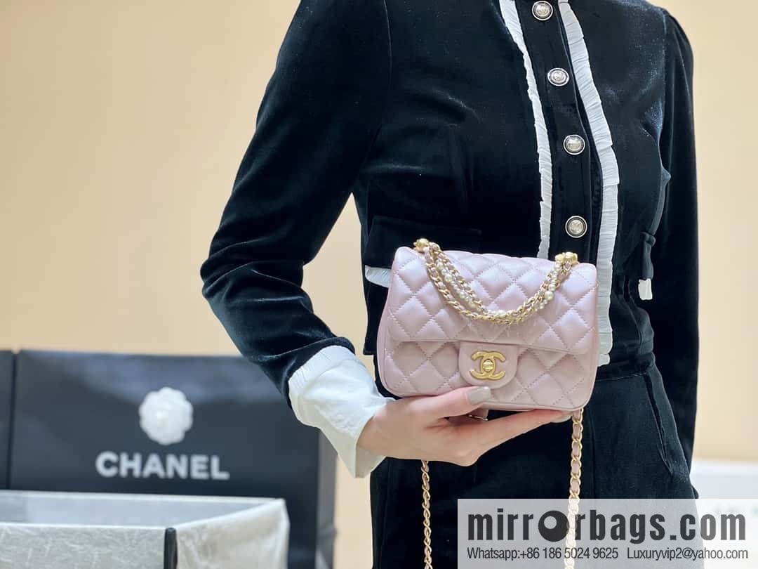 CHANEL 24P Spring and Summer Preview Series Limited Edition Pearl Square Fatty AS4385 pink