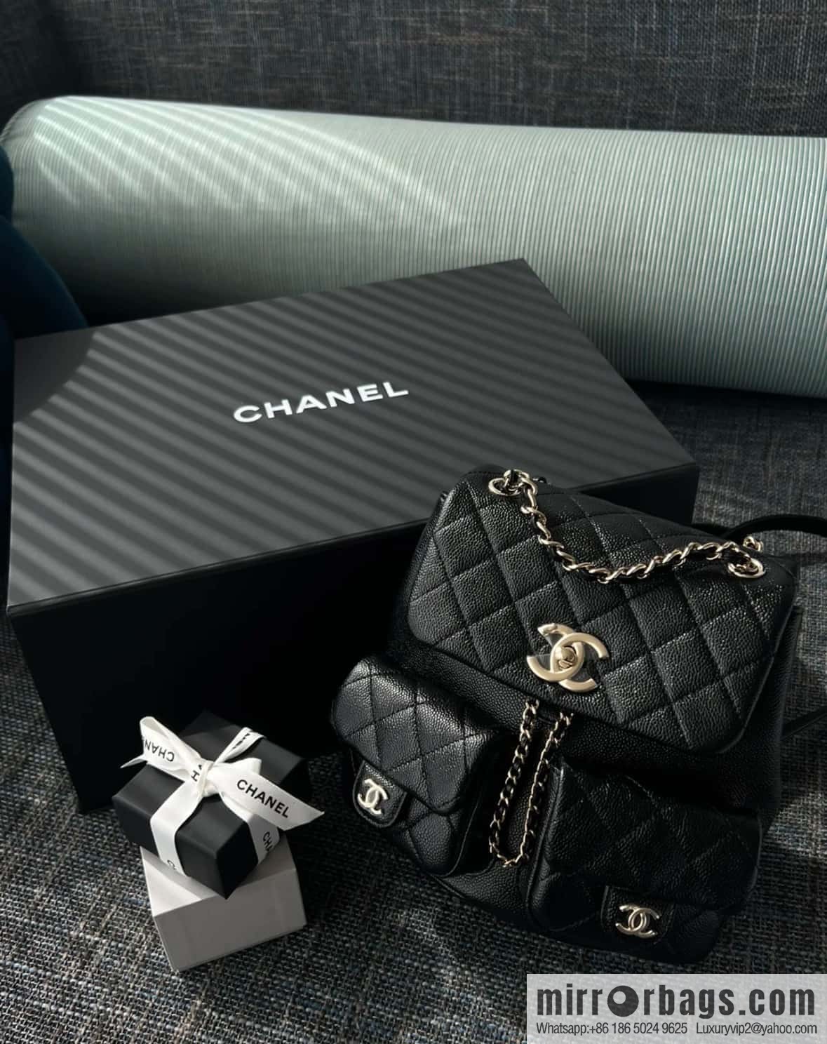 CHANEL 23P new Duma shoulder leather large black π AS3860