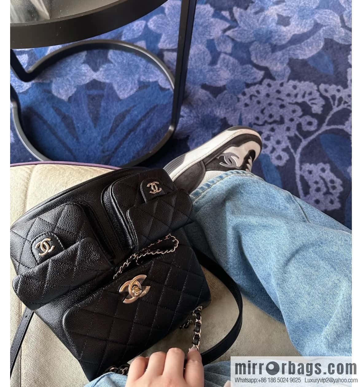CHANEL 23P new Duma shoulder leather large black π AS3860