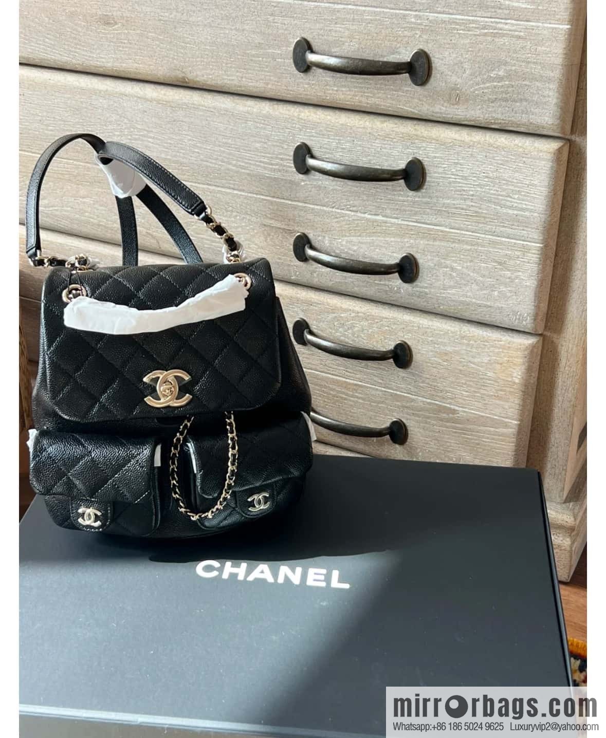 CHANEL 23P new Duma shoulder leather large black π AS3860