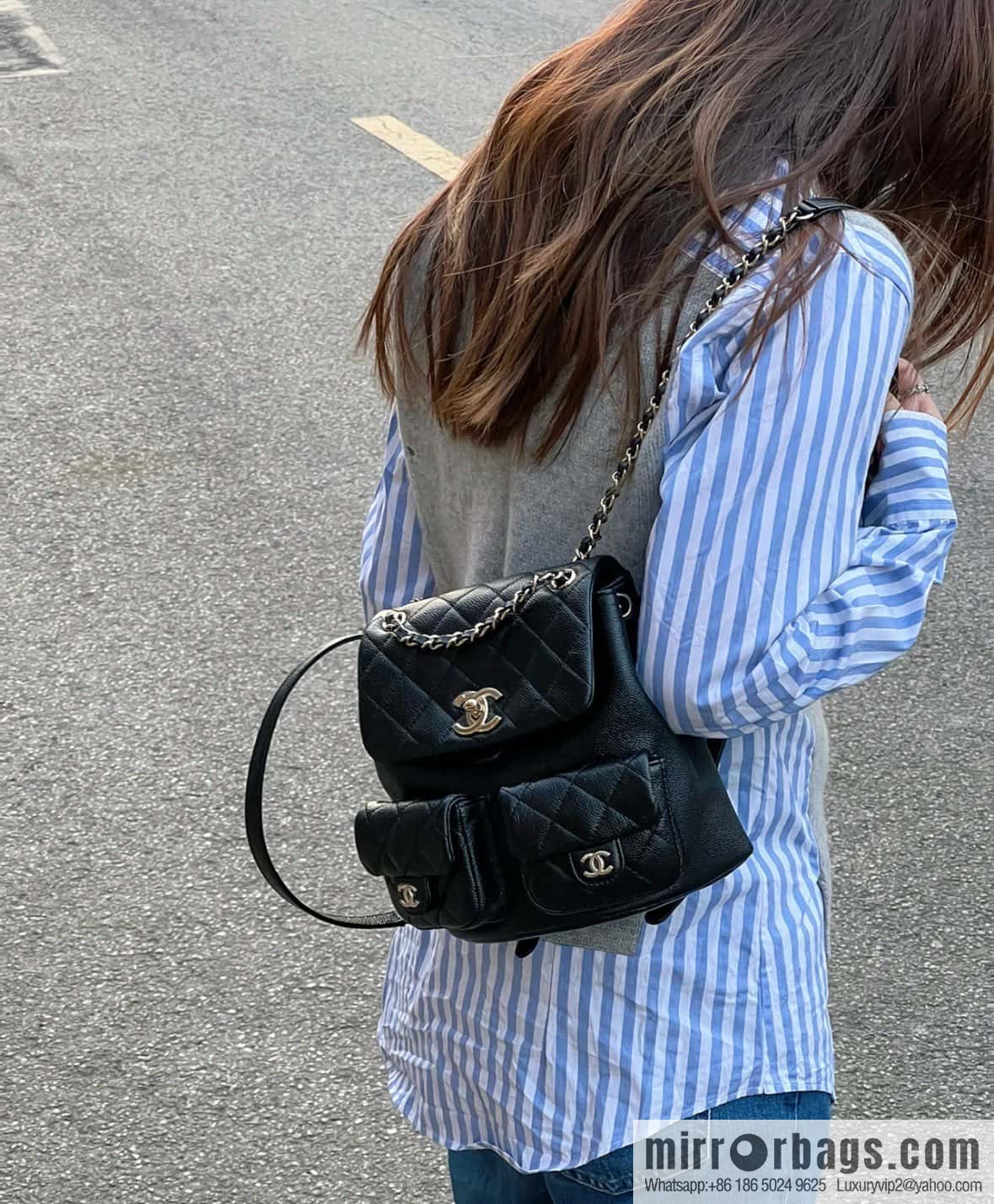 CHANEL 23P new Duma shoulder leather large black π AS3860