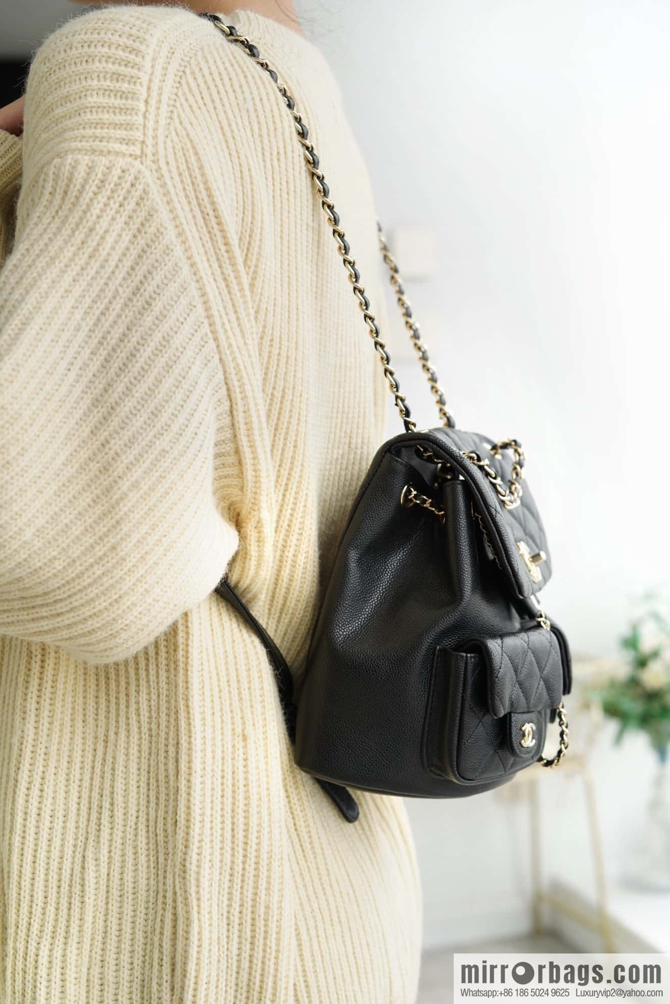 CHANEL 23P new Duma shoulder leather large black π AS3860