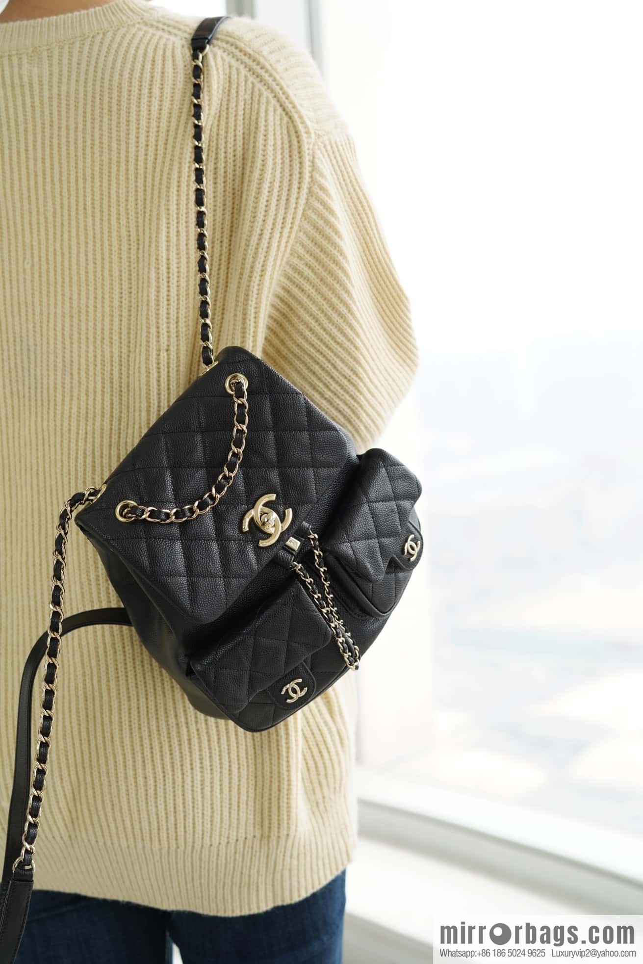 CHANEL 23P new Duma shoulder leather large black π AS3860