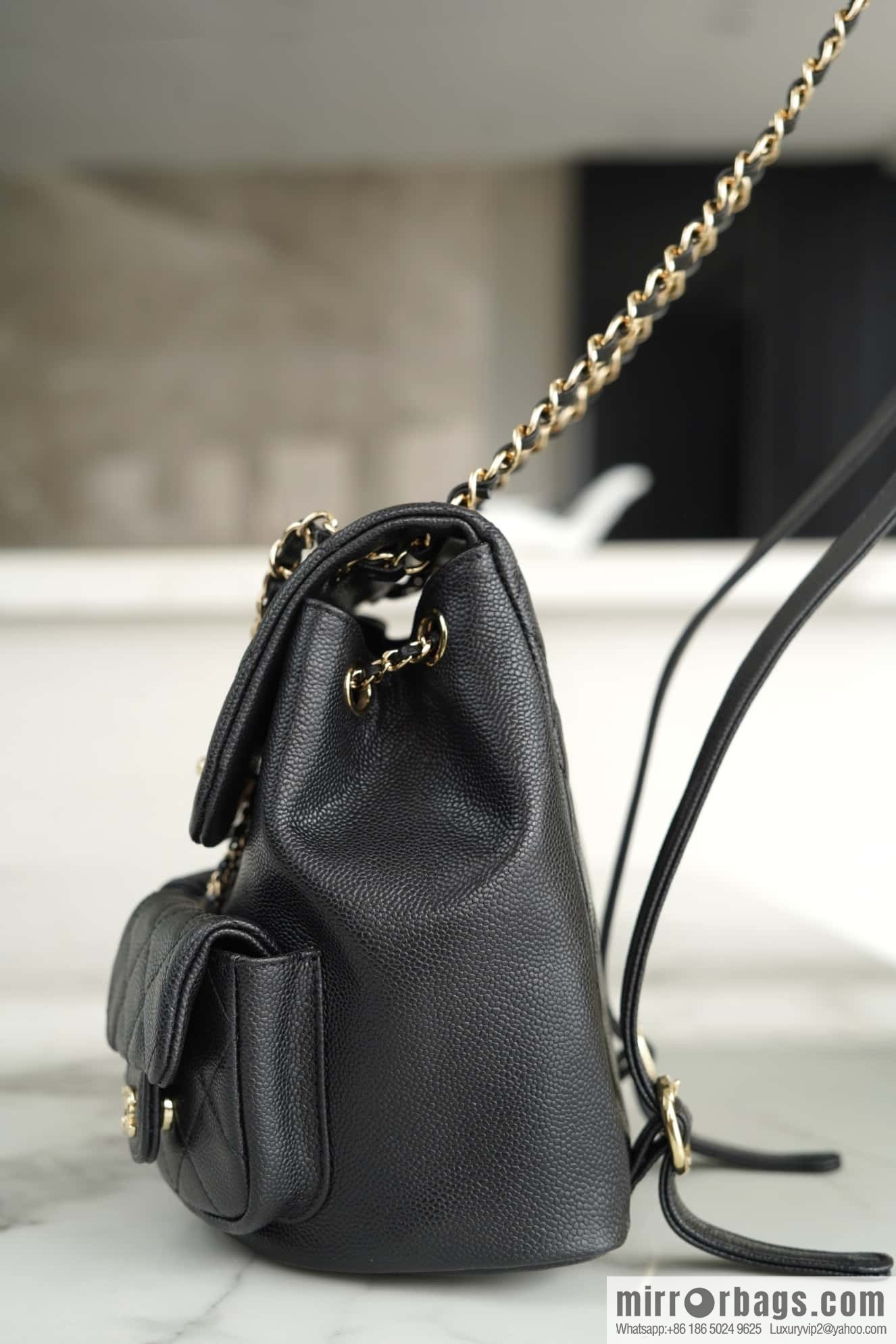 CHANEL 23P new Duma shoulder leather large black π AS3860