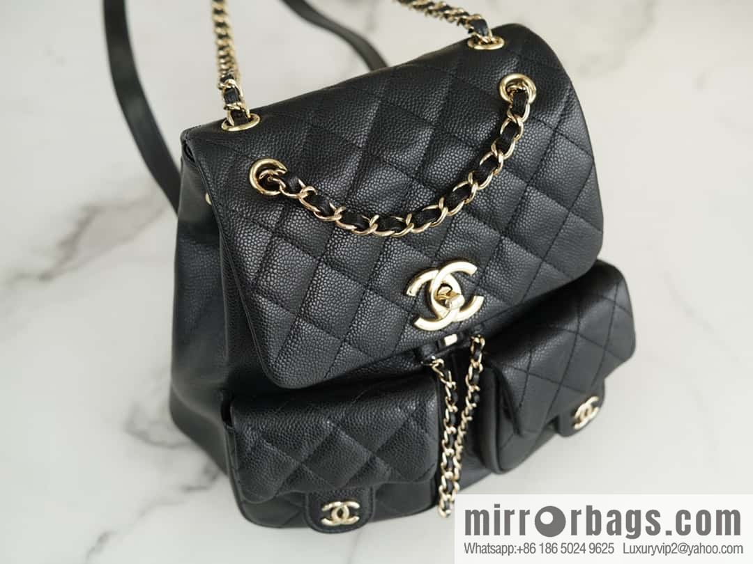 CHANEL 23P new Duma shoulder leather large black π AS3860