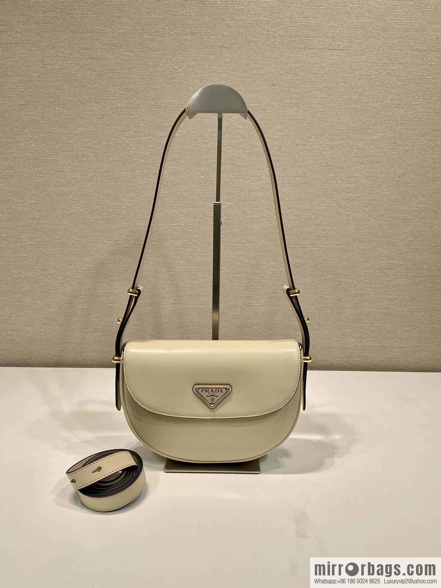 PRADA ๐ new ๐ 1BD365 double shoulder strap ๐๐ light gray