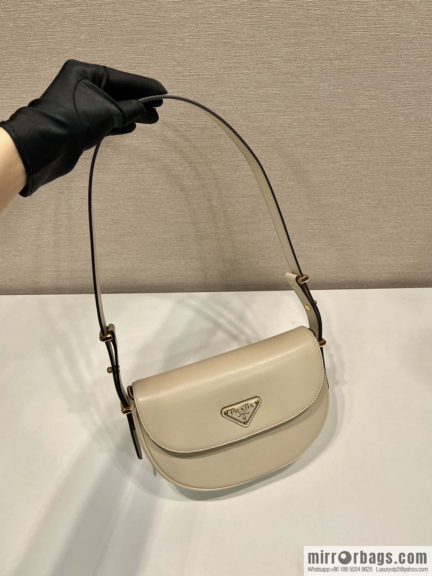 PRADA ๐ new ๐ 1BD365 double shoulder strap ๐๐ light gray