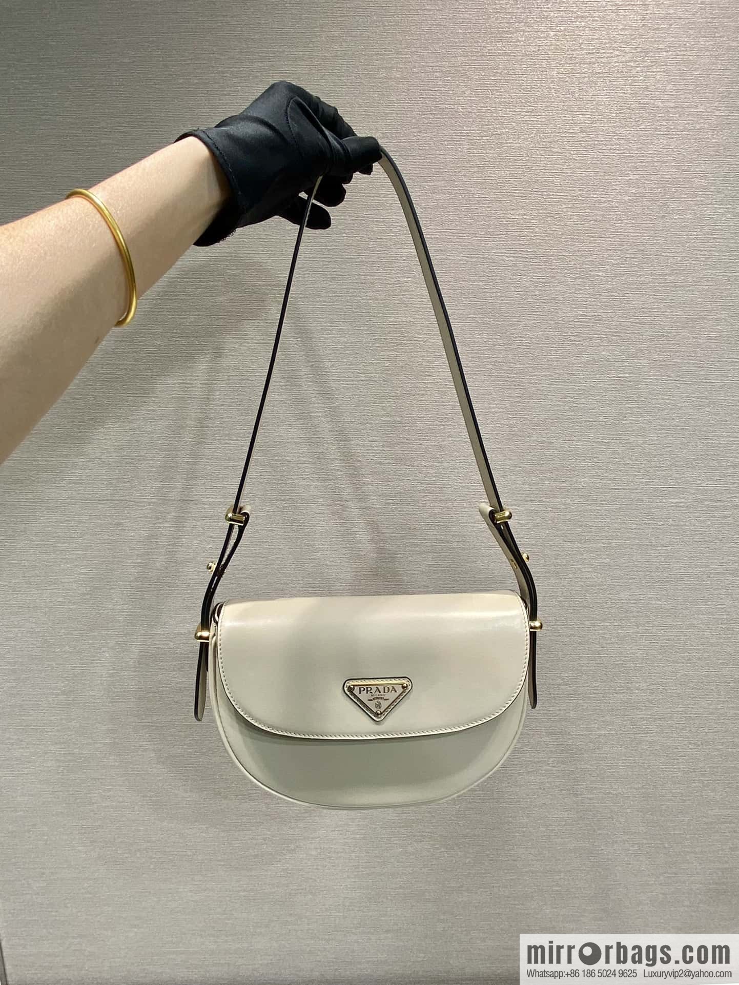 PRADA ๐ new ๐ 1BD365 double shoulder strap ๐๐ light gray