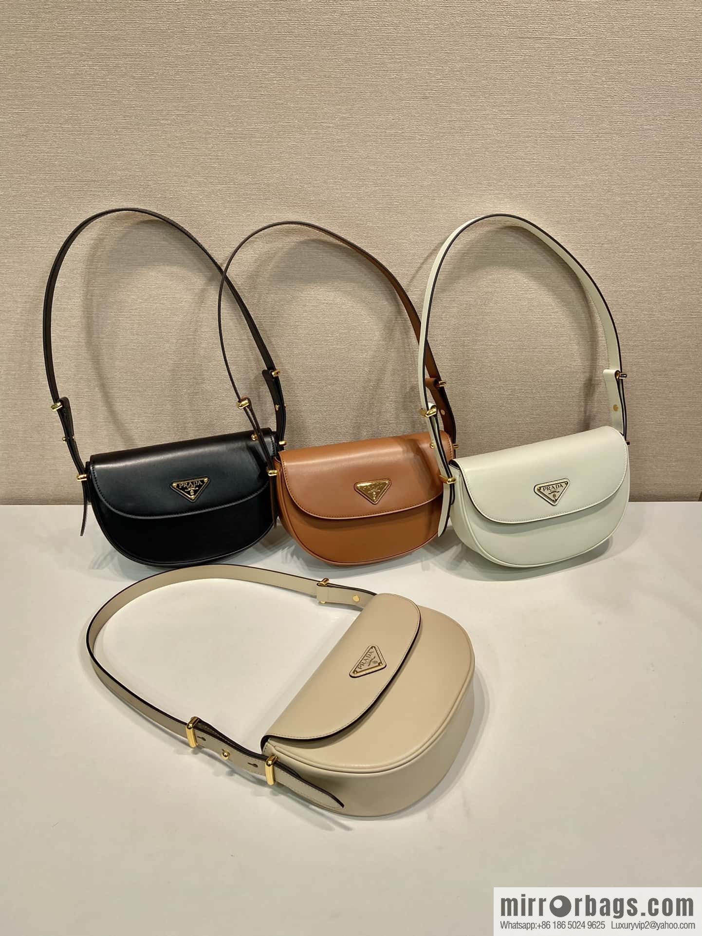 PRADA ๐ new ๐ 1BD365 double shoulder strap ๐๐ light gray