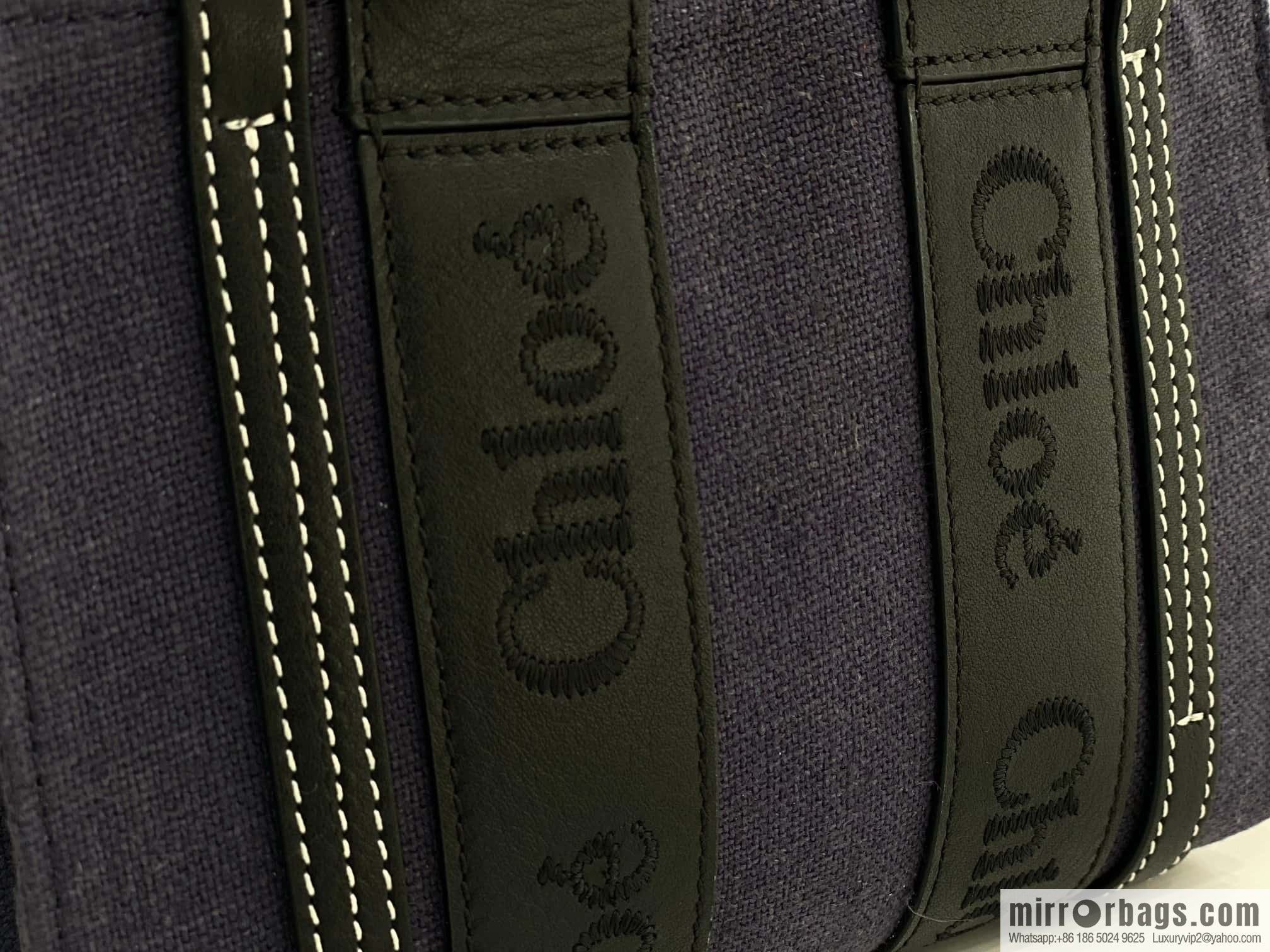Chloe Woody Linen with Pitot Bag, Navy Blue with Black Mini20CM