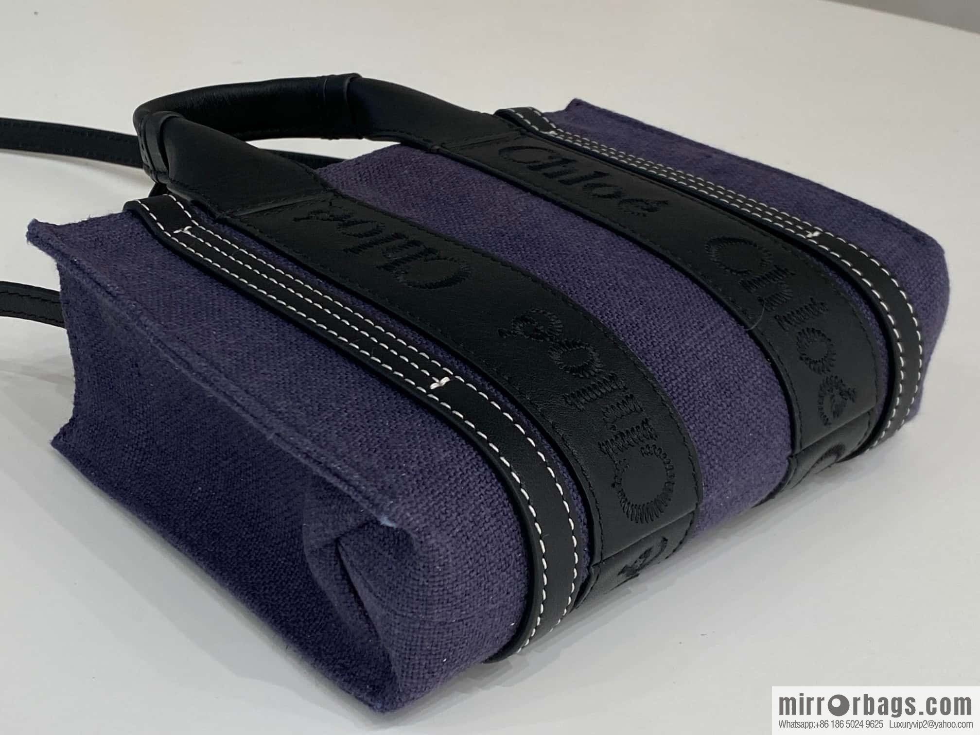 Chloe Woody Linen with Pitot Bag, Navy Blue with Black Mini20CM