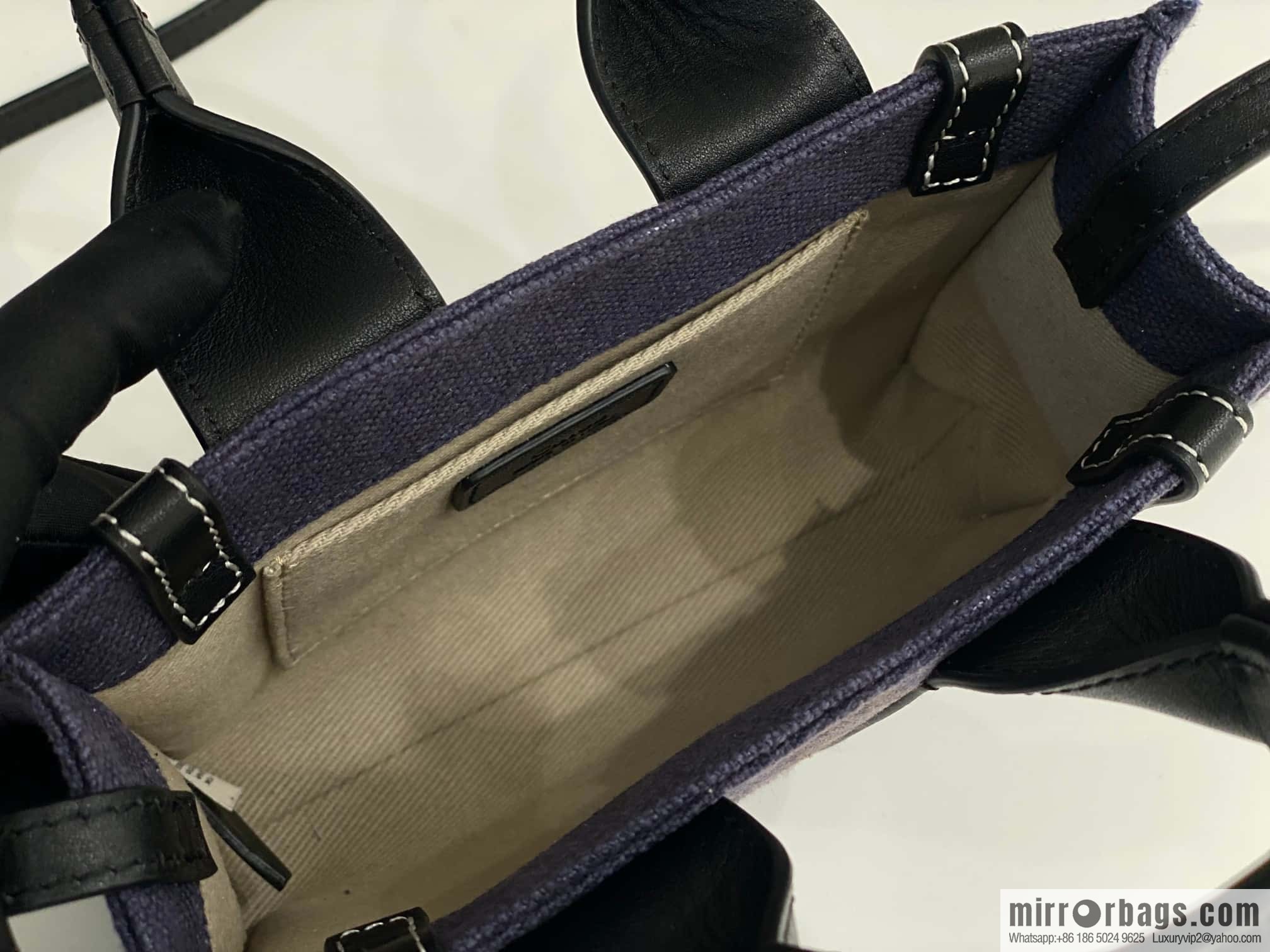 Chloe Woody Linen with Pitot Bag, Navy Blue with Black Mini20CM