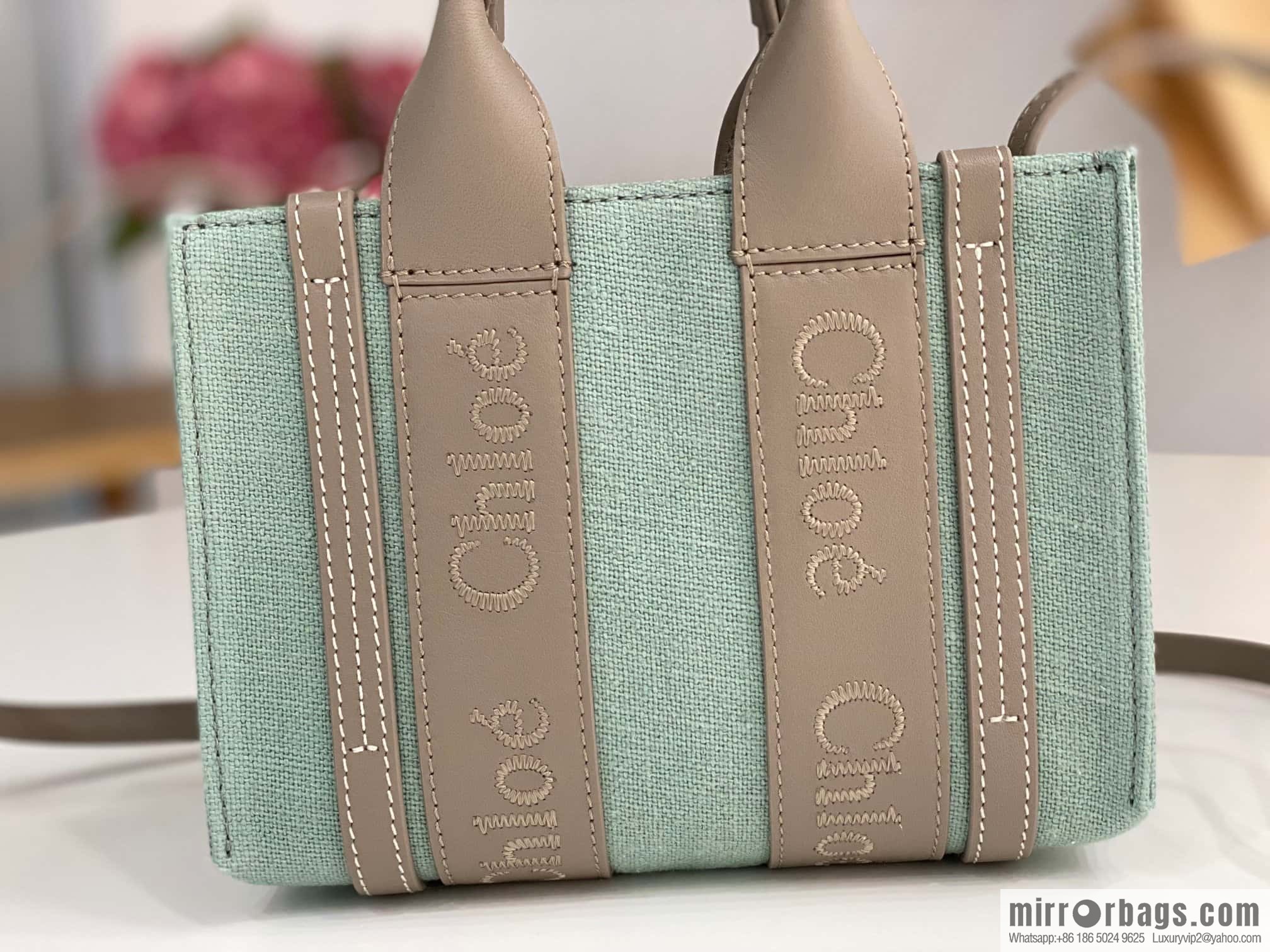 Chloe Woody Linen with Pitot Bag, Avocado Green with Grey Mini20CM