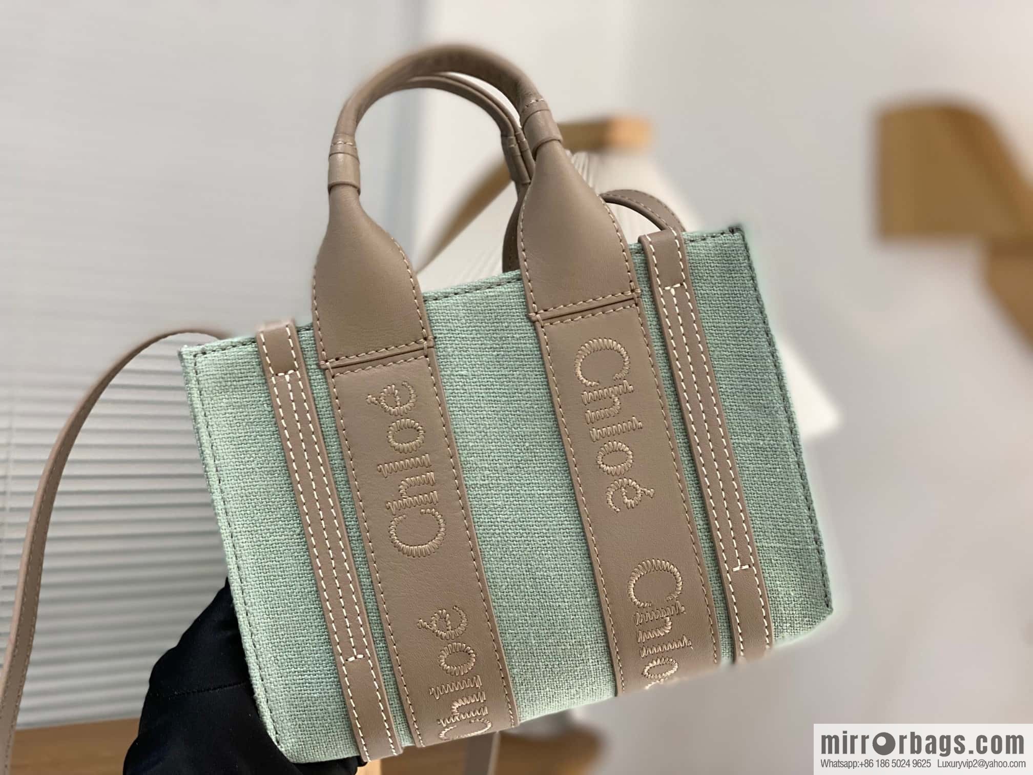 Chloe Woody Linen with Pitot Bag, Avocado Green with Grey Mini20CM