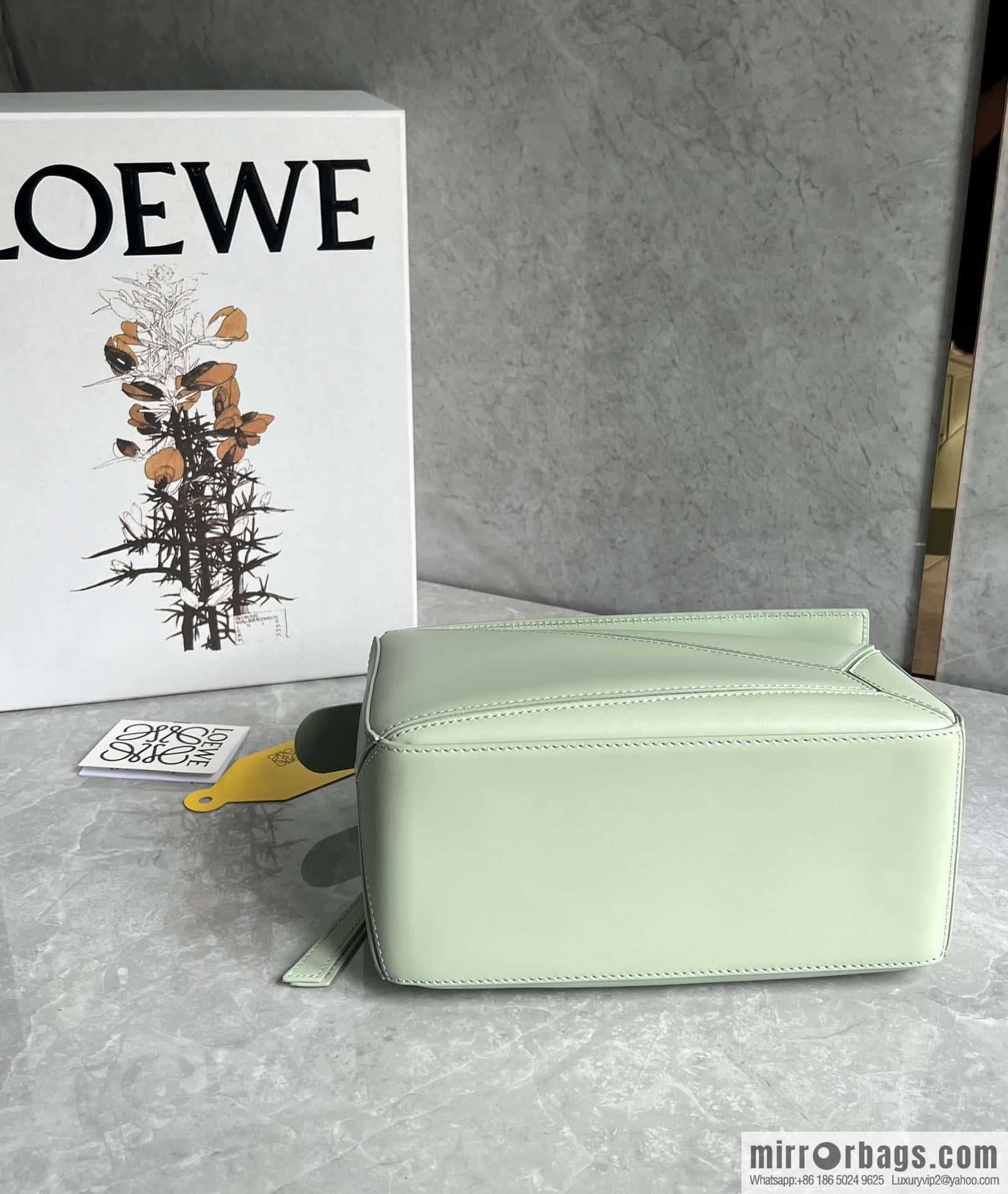 LOEWE satin leather ➕ Anagram embroidery shoulder strap puzzle geometric bag 0189 spring jade