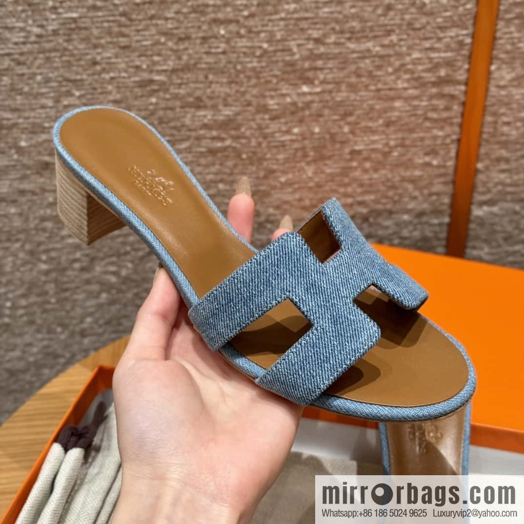 Hermès limited edition denim high heels