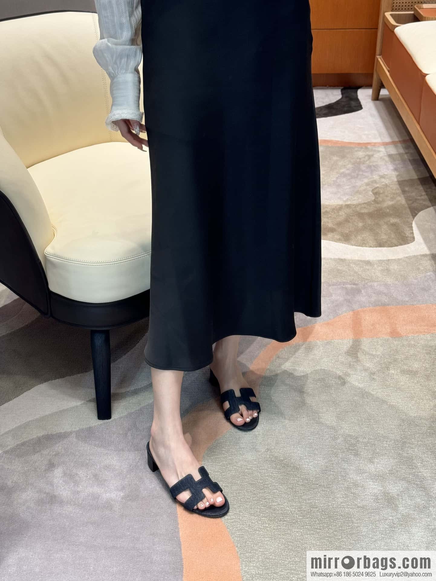 Hermès denim high heels