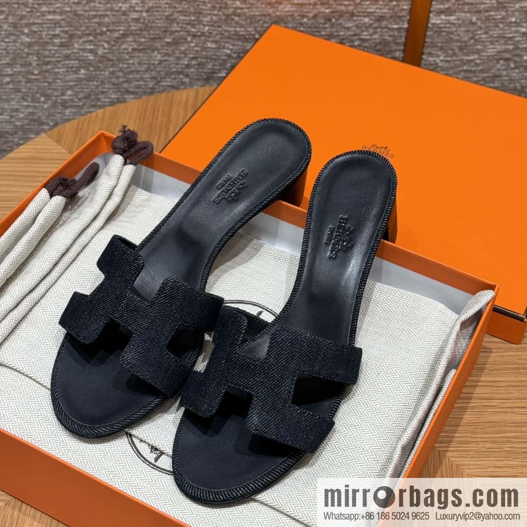 Hermès denim high heels