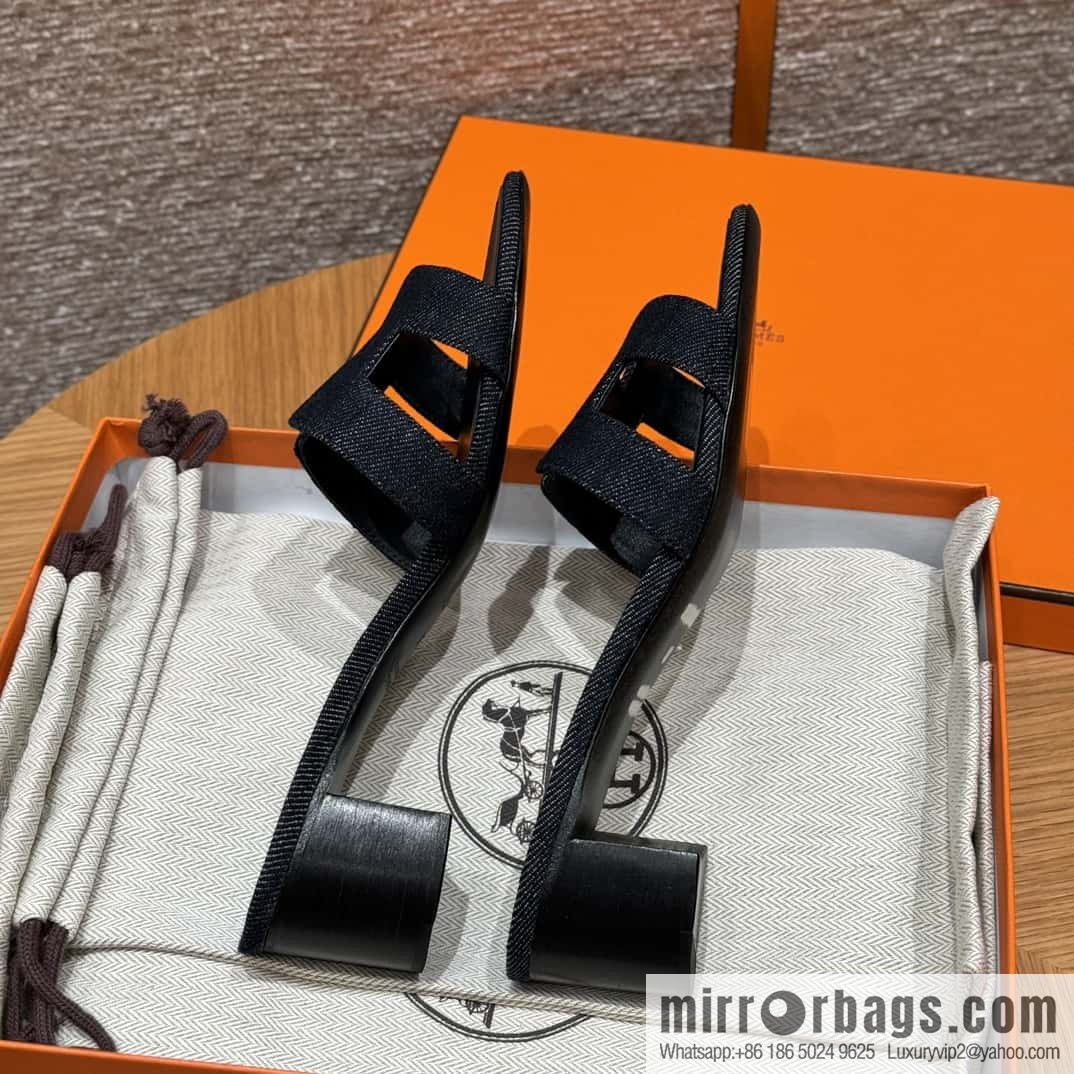 Hermès denim high heels