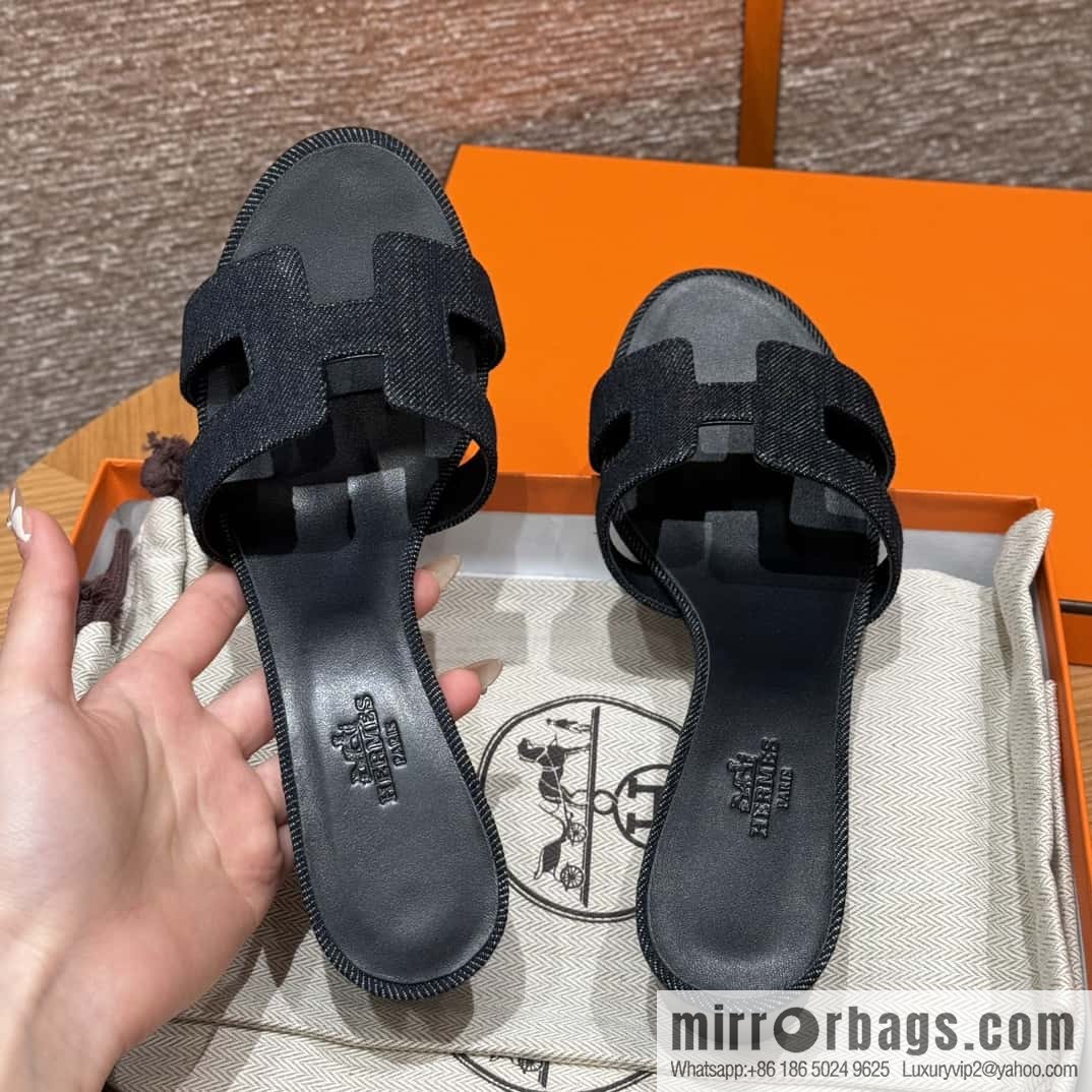 Hermès denim high heels