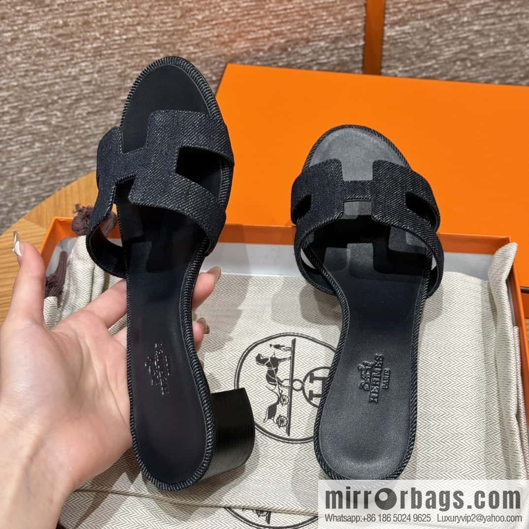 Hermès denim high heels