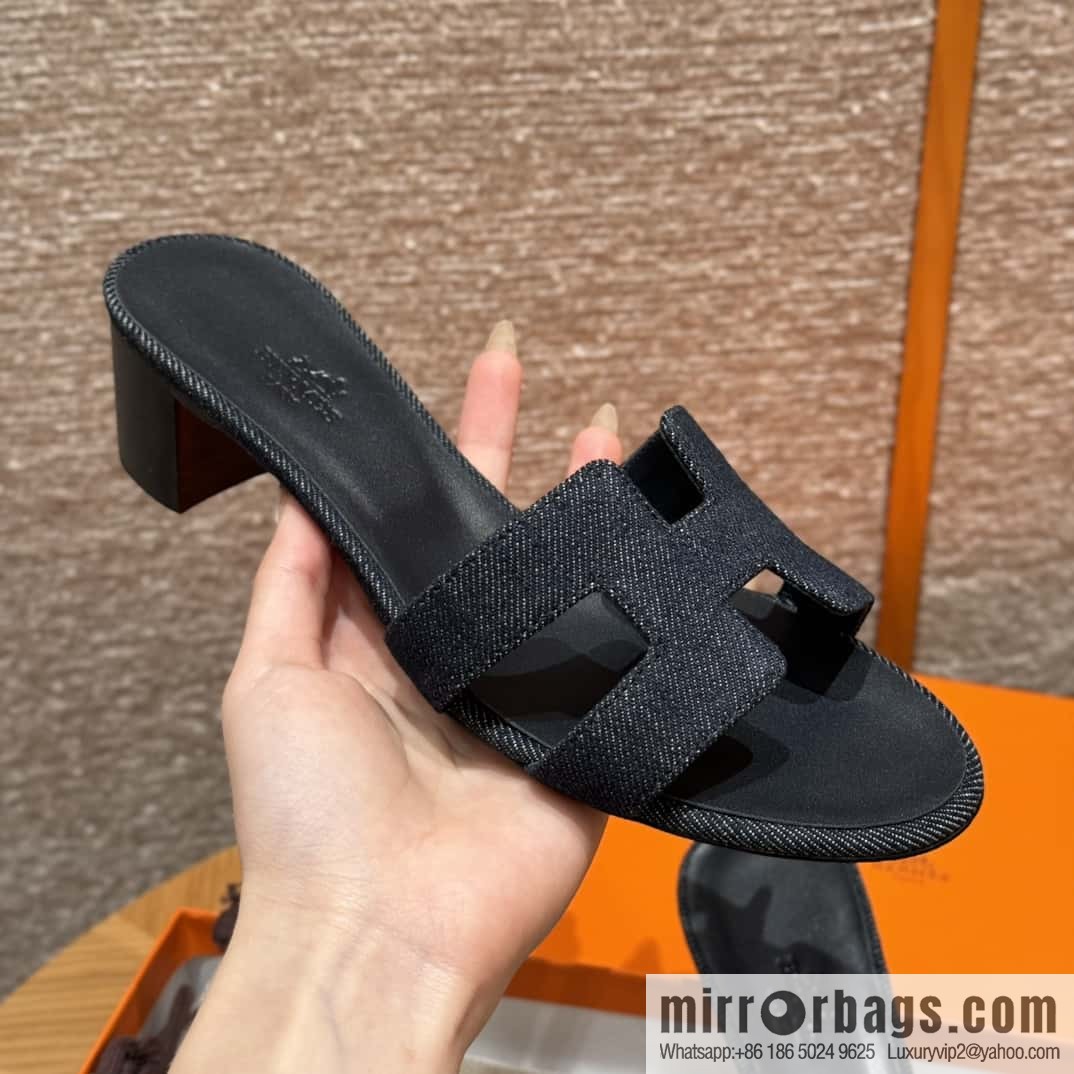 Hermès denim high heels