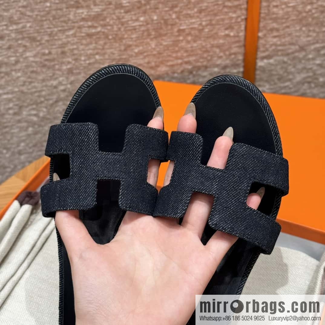 Hermès denim high heels