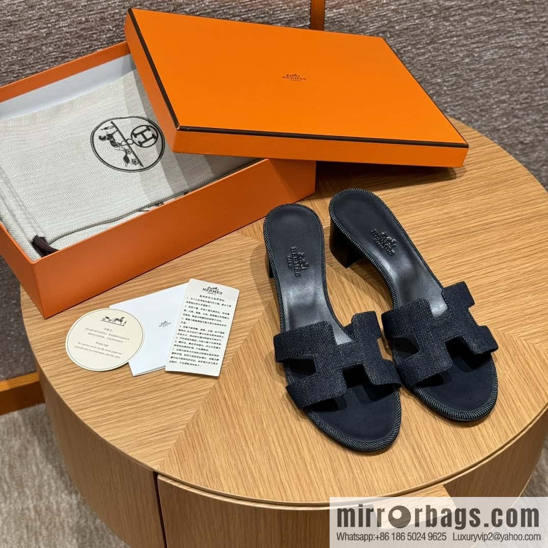 Hermès denim high heels
