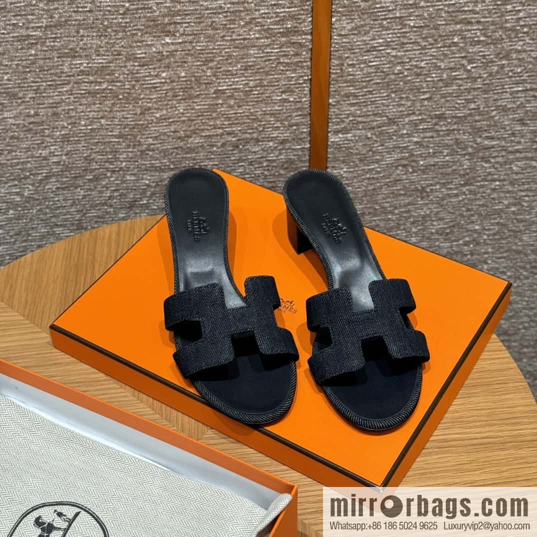 Hermès denim high heels