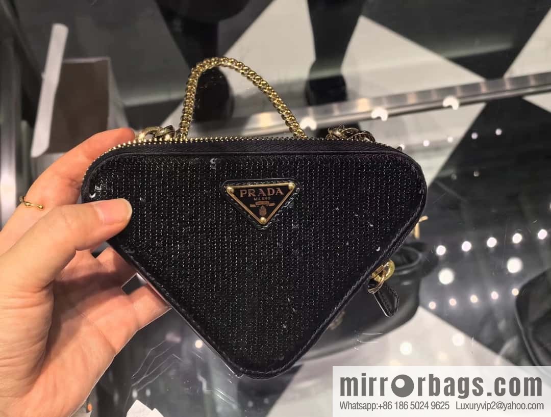 PRADA ๐ Gemini Sequins Triangle Pack ๐ 1NR015 New ๐ Sequins