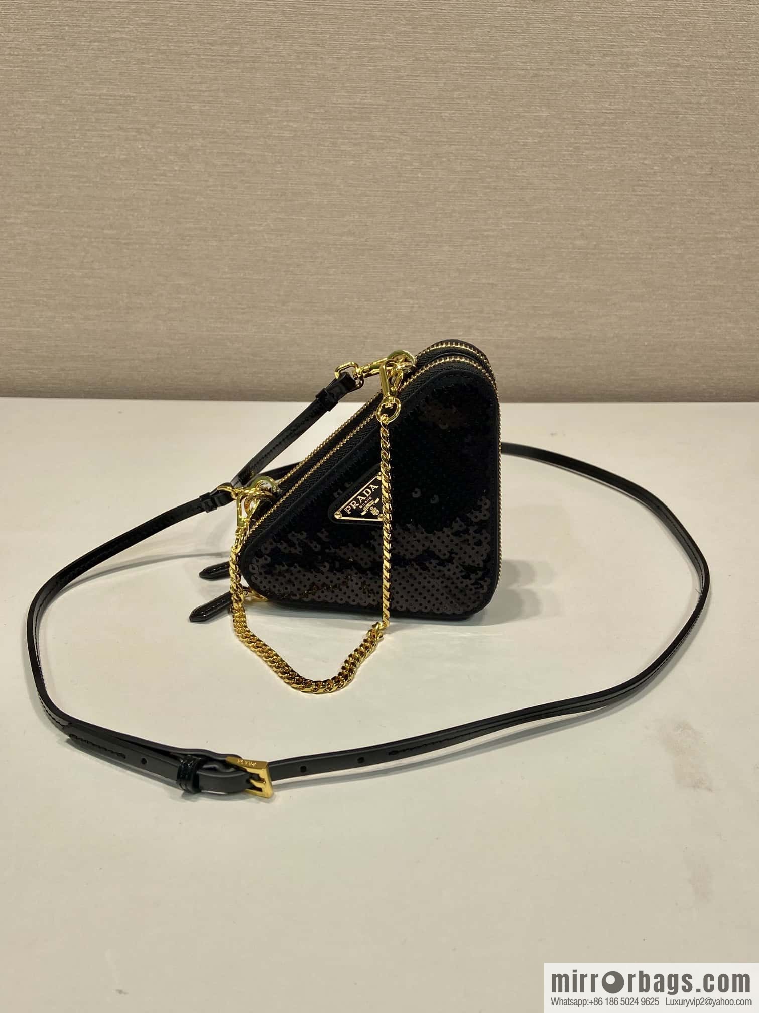PRADA ๐ Gemini Sequins Triangle Pack ๐ 1NR015 New ๐ Sequins